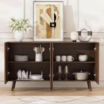 Buffet Cabinet, 54.45" Large Buffet Sideboard with Storage, Kitchen Cabinet with 4 Doors, Diamond Pattern Credenza w/ Shelves
