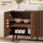 Buffet Cabinet, 54.45" Large Buffet Sideboard with Storage, Kitchen Cabinet with 4 Doors, Diamond Pattern Credenza w/ Shelves