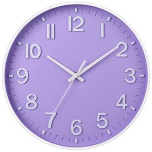 HZDHCLH Purple Wall Clocks Battery Operated,12 inch Silent Non Ticking Modern Wall Clock for Living Room Bedroom Kitchen Office Classroom Decor