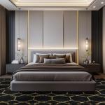 ARKIIKI Large Rugs for Living Room, 8x10 Black Fluffy Bedroom Area Rug, Shag Geometric Soft Fuzzy Carpets Big Kids Room Rug, Non-Slip Plush Modern Rug for Office Home Decor Aesthetic, Black/Gold