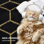 ARKIIKI Large Rugs for Living Room, 8x10 Black Fluffy Bedroom Area Rug, Shag Geometric Soft Fuzzy Carpets Big Kids Room Rug, Non-Slip Plush Modern Rug for Office Home Decor Aesthetic, Black/Gold