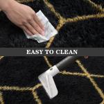 ARKIIKI Large Rugs for Living Room, 8x10 Black Fluffy Bedroom Area Rug, Shag Geometric Soft Fuzzy Carpets Big Kids Room Rug, Non-Slip Plush Modern Rug for Office Home Decor Aesthetic, Black/Gold
