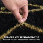 ARKIIKI Large Rugs for Living Room, 8x10 Black Fluffy Bedroom Area Rug, Shag Geometric Soft Fuzzy Carpets Big Kids Room Rug, Non-Slip Plush Modern Rug for Office Home Decor Aesthetic, Black/Gold