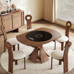 Medieval Solid Wood Slim Dining Table Chair Combination Household Small Retractable Square Table Variable Round Furniture