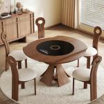 Medieval Solid Wood Slim Dining Table Chair Combination Household Small Retractable Square Table Variable Round Furniture