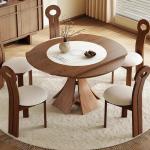 Medieval Solid Wood Slim Dining Table Chair Combination Household Small Retractable Square Table Variable Round Furniture