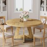 Tribesigns 47 inch Round Dining Table Wood Kitchen Table for Dining Room, 47" Dinner Room Tables for 4-6, Farmhouse Accent Furniture with Wooden Tabletop and Cross Base, Light Wood