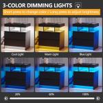 dnbss Nightstand with Charging Station and LED Light, Modern Night Stand with 2 Drawers, Smart Nightstand with USB Ports and Wireless Charger, Bedside Table for Bedroom (Black)