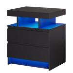 dnbss Nightstand with Charging Station and LED Light, Modern Night Stand with 2 Drawers, Smart Nightstand with USB Ports and Wireless Charger, Bedside Table for Bedroom (Black)
