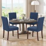 Upholstered Parsons Dining Chairs Set of 4, Modern Dining Room Chairs with Back, Fabric Kitchen Side Chairs with Wood Legs for Dinner Farmhouse Restaurant, Blue