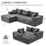 MANGODAN 110” Cloud Sectional Couch, Boneless Sofa for Living Room, Modular Sectional Sofa with Deep Seat, Comfy Fluffy Couch with L-Shaped Chaise, No Assembly Required (Left-Facing Chaise, Dark Grey)