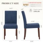 Upholstered Parsons Dining Chairs Set of 4, Modern Dining Room Chairs with Back, Fabric Kitchen Side Chairs with Wood Legs for Dinner Farmhouse Restaurant, Blue