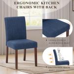 Upholstered Parsons Dining Chairs Set of 4, Modern Dining Room Chairs with Back, Fabric Kitchen Side Chairs with Wood Legs for Dinner Farmhouse Restaurant, Blue