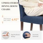 Upholstered Parsons Dining Chairs Set of 4, Modern Dining Room Chairs with Back, Fabric Kitchen Side Chairs with Wood Legs for Dinner Farmhouse Restaurant, Blue