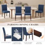 Upholstered Parsons Dining Chairs Set of 4, Modern Dining Room Chairs with Back, Fabric Kitchen Side Chairs with Wood Legs for Dinner Farmhouse Restaurant, Blue