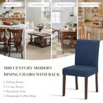 Upholstered Parsons Dining Chairs Set of 4, Modern Dining Room Chairs with Back, Fabric Kitchen Side Chairs with Wood Legs for Dinner Farmhouse Restaurant, Blue