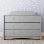 Storkcraft Crescent 6-Drawer Dresser (Pebble Gray) – GREENGUARD Gold Certified, Gray Dresser for Bedroom, Kids & Nursery Storage Chest, Safety Interlocking Drawers, Pre-Installed Tracks, Kids Chest