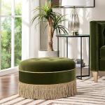 Jennifer Taylor Home Yolanda 24" Round Upholstered Accent Ottoman, Medium