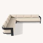 Outdoor Aluminum Sectional Sofa Set with Coffee Table - Metal Furniture for Garden and Patio