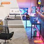 Huuger 55 Inch L Shaped Desk with Power Outlets and USB-C Port, Reversible Computer Desk, Larger Office Corner Gaming Desk, 0.95 Inch Thicker Desktop, Metal Frame, for Home Office, Study, Black