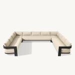Outdoor Aluminum Sectional Sofa Set with Coffee Table - Metal Furniture for Garden and Patio