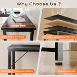 Huuger 55 Inch L Shaped Desk with Power Outlets and USB-C Port, Reversible Computer Desk, Larger Office Corner Gaming Desk, 0.95 Inch Thicker Desktop, Metal Frame, for Home Office, Study, Black