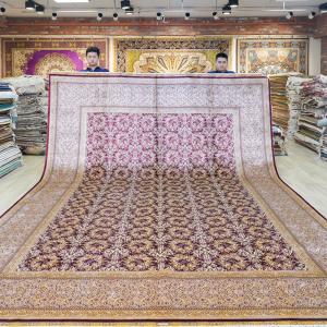 10.3'x14.3' Handmade Red Silk Carpet Oriental Living Room Large All-Over Rug (ZQG418A) (TJ343A)