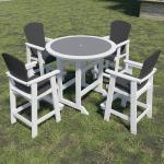 5 PCS Modern Table Chair Set Patio Bar Table with 4 Chairs High Top Outdoor Table Tall Stools For Home Garden Yard Coffee Shop