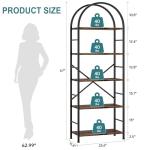 Shintenchi Bookshelf, Arched Bookshelf 5 Tier Bookcase, Tall Shelf for CDs/Books, Home Office Shelf Storage Organizer, Modern Book Shelf for Bedroom/Living Room, Rustic Brown