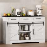 Redlife Sideboard Buffet Cabinet 53.5'' Coffee Bar Storage Cabinet w/ Adjustable Shelves  Sliding Doors for Dinning Room Kitchen