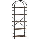 Shintenchi Bookshelf, Arched Bookshelf 5 Tier Bookcase, Tall Shelf for CDs/Books, Home Office Shelf Storage Organizer, Modern Book Shelf for Bedroom/Living Room, Rustic Brown