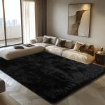 8x10 Fluffy Area Rugs for Living Room,Shag Area Rug for Bedroom,Black Soft Fuzzy Rug Non-Shedding Indoor Plush Carpet for Kids Bedroom Nursery Home Decor