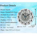 Naanle Boho Ethnic Mandala with Feathers Pattern Round Wall Clock, 9.5 Inch Battery Operated Quartz Analog Quiet Desk Clock for Home,Office,School