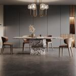 "Italian Luxury Marble Dining Set - Post-Modern Rectangular Table & Chairs, ENF Eco Custom Designer Dining Table"