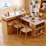 Drawer Kitchen Storage Table Wheels Socket Organizer Kitchen Extensible Dining Tables 4 Chairs Set Island Mesa Comedor Furniture
