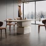 "Italian Luxury Marble Dining Set - Post-Modern Rectangular Table & Chairs, ENF Eco Custom Designer Dining Table"
