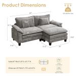 URRED Cloud Couch Modular Sectional Sofa, 87" Modern L Shaped Deep Seat Sofa with Ottoman & Pillows, Ultra Comfy Chenille Couches for Living Room, Bedroom or Apartment, Grey