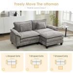 URRED Cloud Couch Modular Sectional Sofa, 87" Modern L Shaped Deep Seat Sofa with Ottoman & Pillows, Ultra Comfy Chenille Couches for Living Room, Bedroom or Apartment, Grey