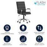 Flash Furniture Whitney Mid-Back Swivel LeatherSoft Desk Chair with Padded Seat and Armrests, Adjustable Height Padded Office Chair, Black