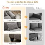 URRED Cloud Couch Modular Sectional Sofa, 87" Modern L Shaped Deep Seat Sofa with Ottoman & Pillows, Ultra Comfy Chenille Couches for Living Room, Bedroom or Apartment, Grey