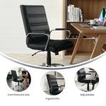 Flash Furniture Whitney Mid-Back Swivel LeatherSoft Desk Chair with Padded Seat and Armrests, Adjustable Height Padded Office Chair, Black