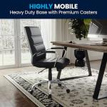 Flash Furniture Whitney Mid-Back Swivel LeatherSoft Desk Chair with Padded Seat and Armrests, Adjustable Height Padded Office Chair, Black