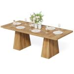 LITTLE TREE Dining Table for 6 People, Wooden Dining Table, Rectangle Table with Heavy Duty Legs, Modern Dining Table for Kitchen, Dining Room, Light Brown