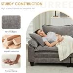 URRED Cloud Couch Modular Sectional Sofa, 87" Modern L Shaped Deep Seat Sofa with Ottoman & Pillows, Ultra Comfy Chenille Couches for Living Room, Bedroom or Apartment, Grey