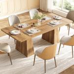 LITTLE TREE Dining Table for 6 People, Wooden Dining Table, Rectangle Table with Heavy Duty Legs, Modern Dining Table for Kitchen, Dining Room, Light Brown