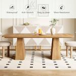 LITTLE TREE Dining Table for 6 People, Wooden Dining Table, Rectangle Table with Heavy Duty Legs, Modern Dining Table for Kitchen, Dining Room, Light Brown