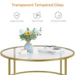 Yaheetech Gold Glass Coffee Table for Living Room, 36" Round Glass Coffee Table with Metal Frame, Circle Coffee Table for Home, Office, Apartment