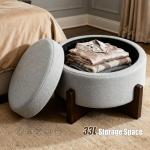 modscape 24-Inch Large Round Chenille Storage Ottoman Coffee Table Upholstered Velent Ottoman Table for Living Room Soft Tufted Circle Boucle Ottoman with Lift-Off Lid X-Base (Gray, 24in-X-Base)