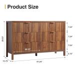 XUZENEST Fluted 6 Drawer Double Dresser for Bedroom, 47" Wide Modern Closet Dressers Chest of Drawers, Wood Storage Dresser Organizer for Nursery Bedroom Living Room Hallway Closet, Walnut