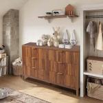 XUZENEST Fluted 6 Drawer Double Dresser for Bedroom, 47" Wide Modern Closet Dressers Chest of Drawers, Wood Storage Dresser Organizer for Nursery Bedroom Living Room Hallway Closet, Walnut